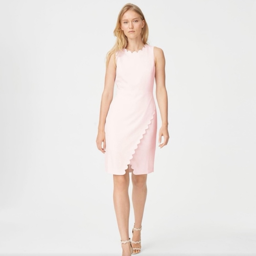 Club Monaco Arlietta Light Pink Rose Scalloped Sleeveless Faux Wrap Dress